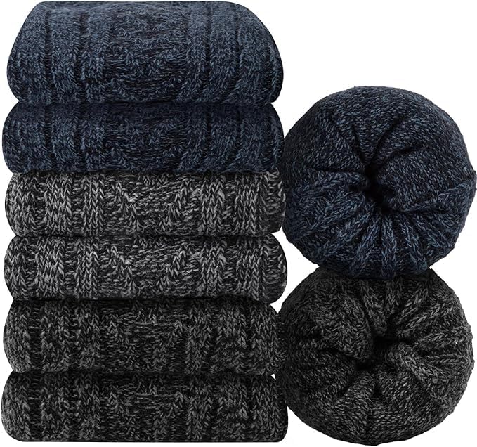Thermal Socks Mens | Best Thermal Socks for Men | Mid Calf Thermal Socks | Winter Extra Warm Socks Mens | Hiking Boot Chunky Wool Socks Mens Uk 6-11