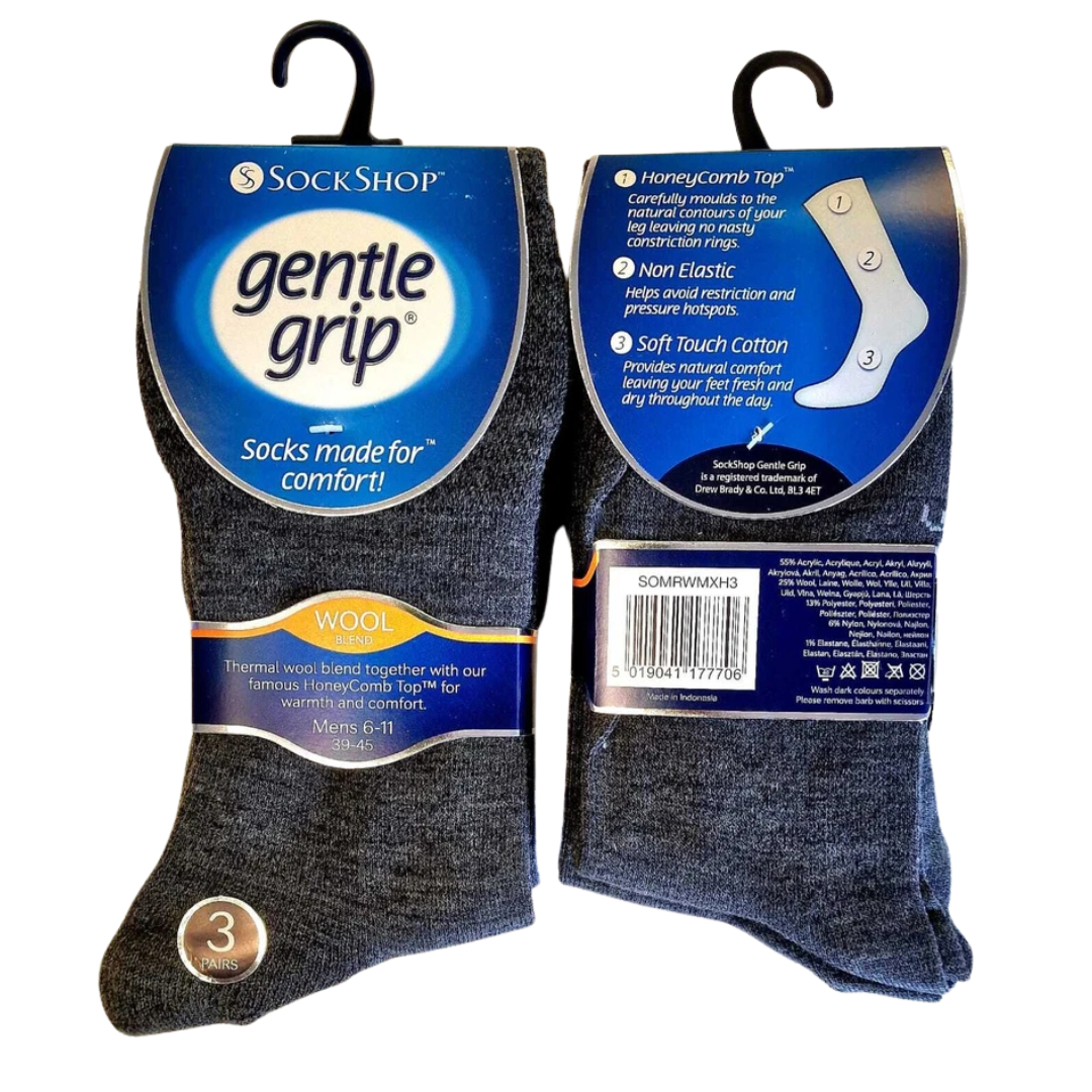 Best Thermal Socks Mens | Warm Winter Socks men's | Gentle Grip Honeycomb Mens Sock | Wool Rich Socks Men's | Black Socks Mens | UK 6-11