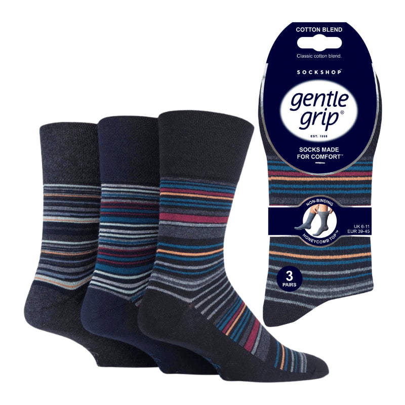 Gentle Grip Non Binding Mens Socks | Men's Non Binding Crew Socks | Men's Gentle Grip Socks Big Foot | Soft Honeycomb Socks Mens UK 6-11