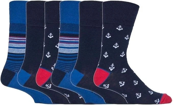 Gentle Grip Non Binding Mens Socks | Men's Non Binding Crew Socks | Men's Gentle Grip Socks Big Foot | Soft Cotton Rich Honeycomb Socks Mens Uk 6-11