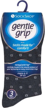 Gentle Grip Non Binding Mens Socks | Men's Non Binding Crew Socks | Men's Gentle Grip Socks Big Foot | Soft Honeycomb Socks Mens 6-11 UK
